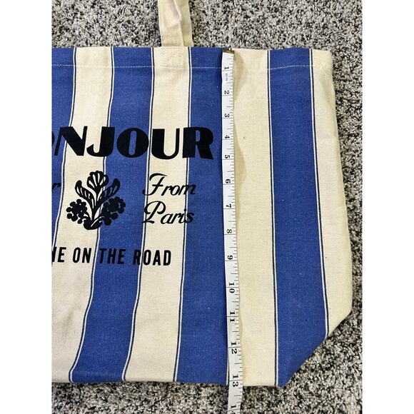 Sezane On The Road Large Blue/White Striped Canvas Tote, Shopping Coastal Prep - Picture 5 of 8